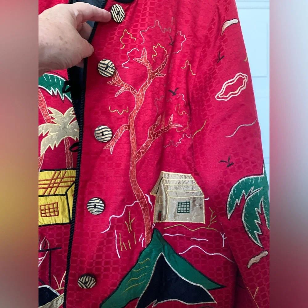 INDIGO MOON Red Embroidered Jacket (2)🌴